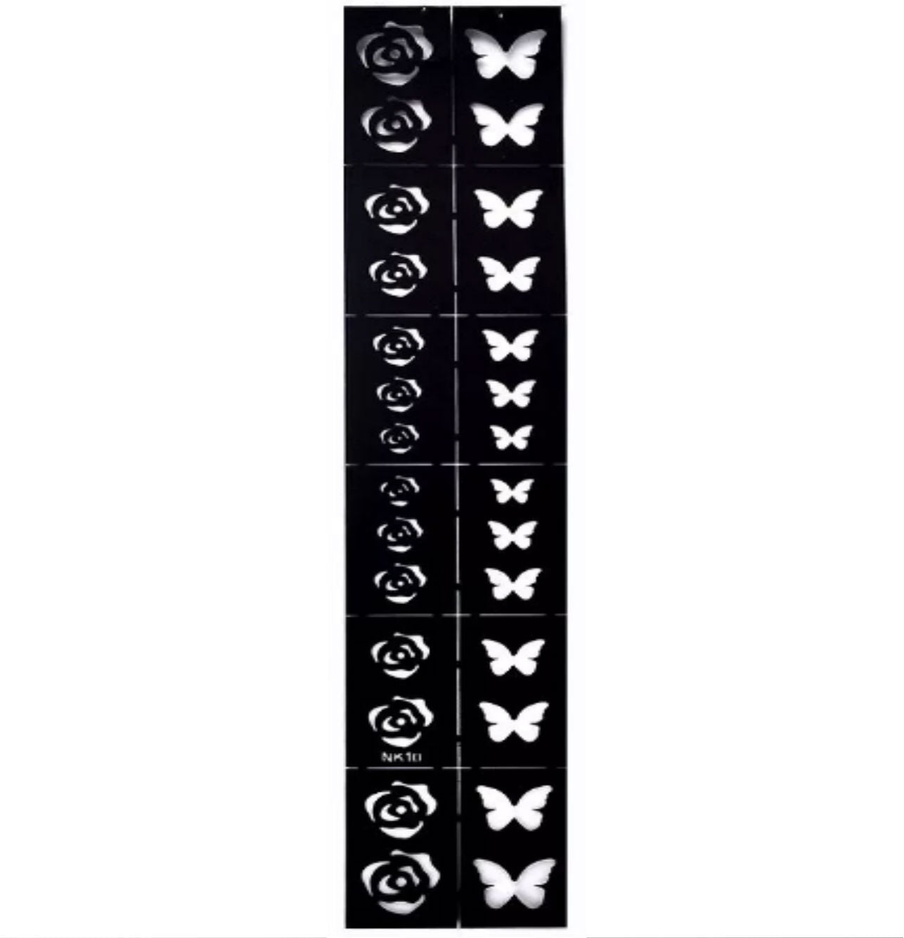 12x Nail Art Schablone NK10 - Rose/Schmetterling