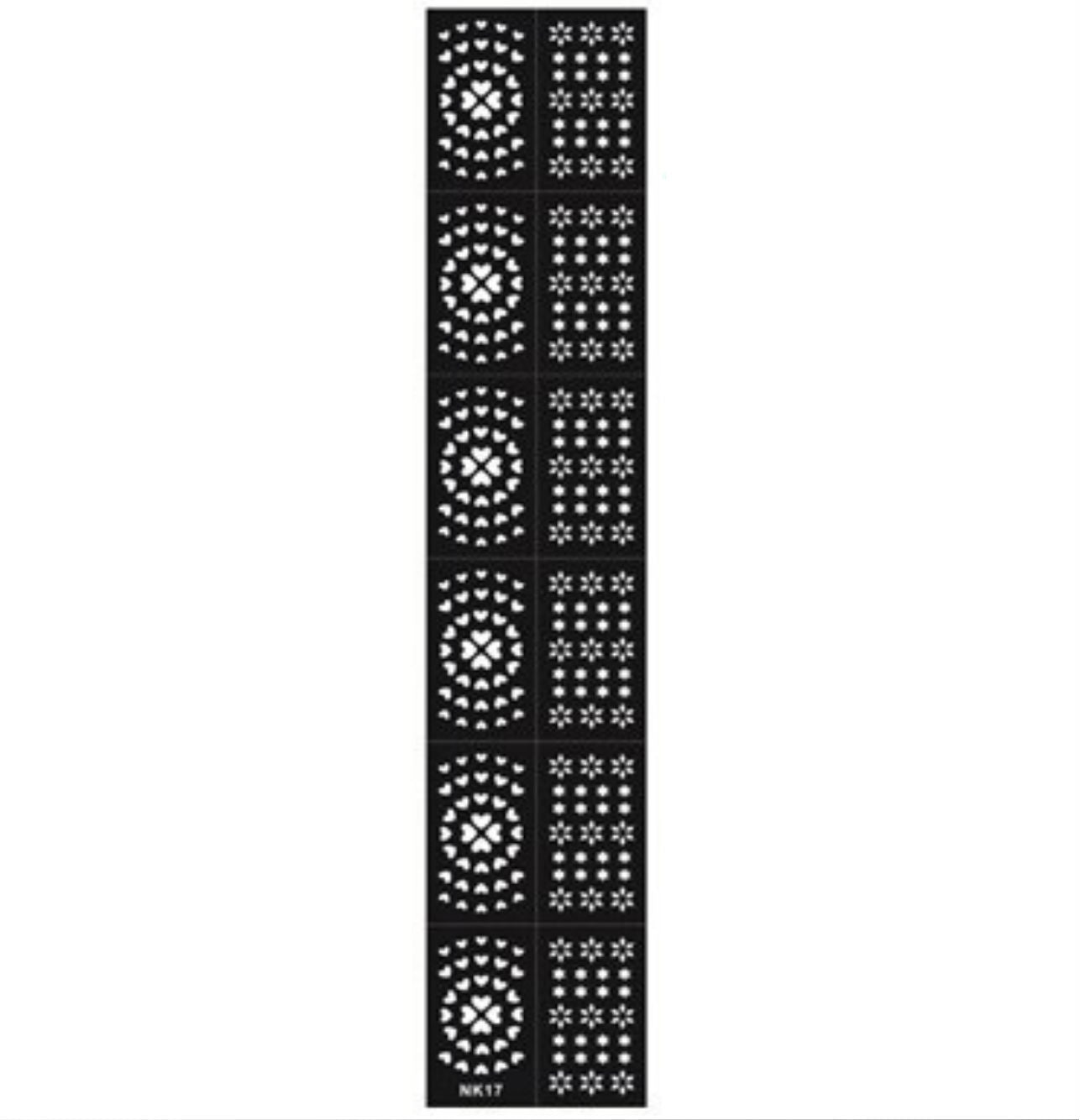 12x Nail Art Stencil NK17 - Heart/Flower Pattern
