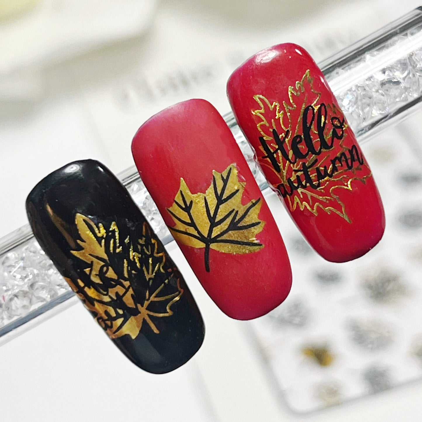 Nail Stickers Autumn Leaves Gold