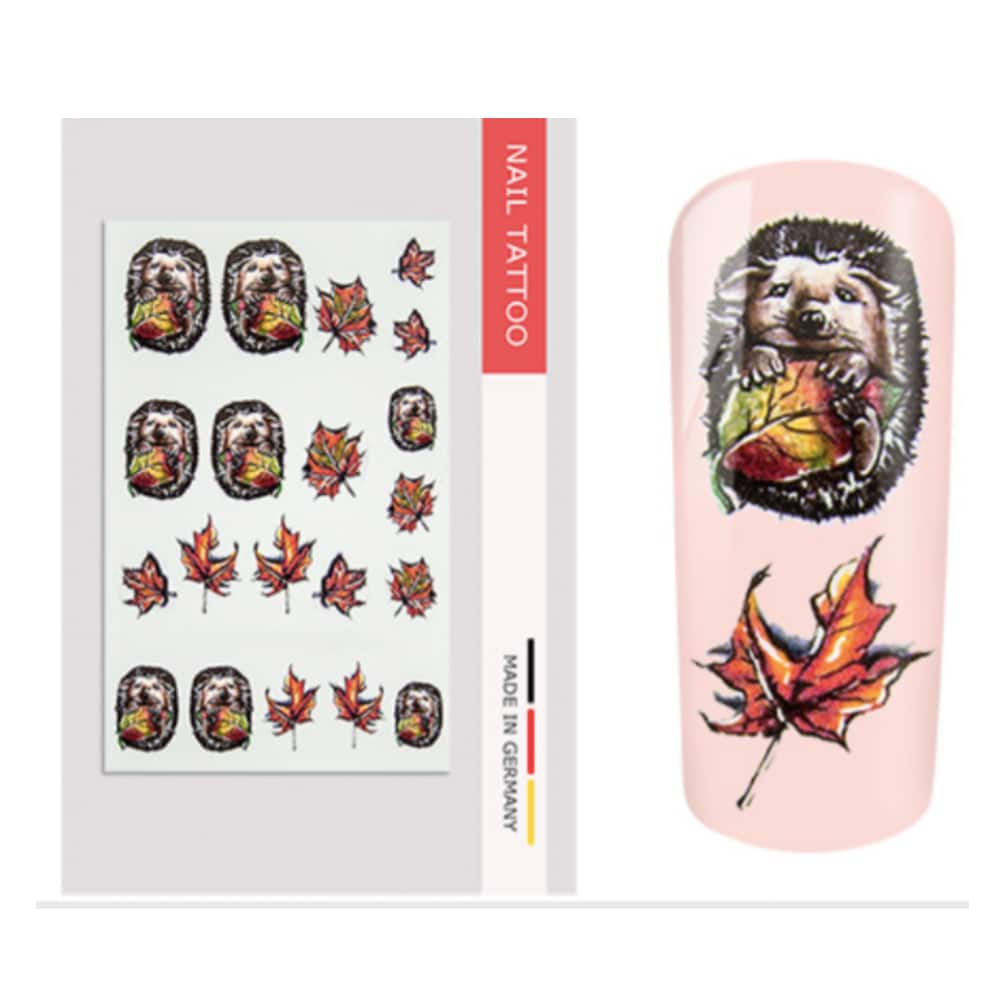 Nailart Tattoo Igel Herbst I