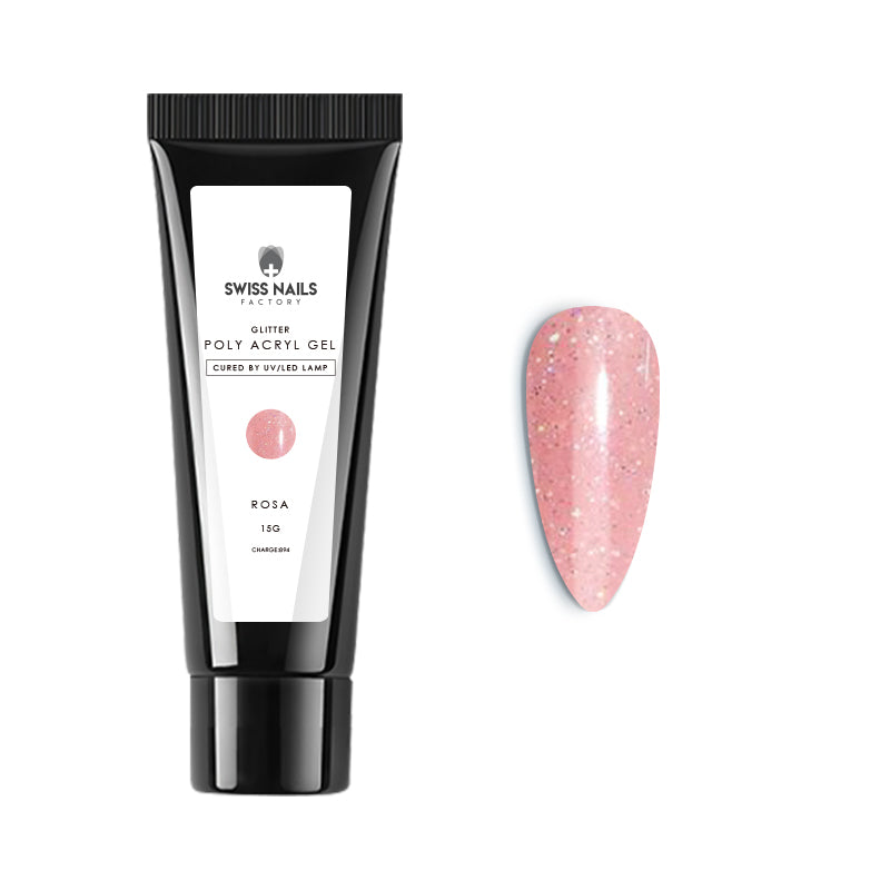 Gel polyacrylique à paillettes roses n° 114