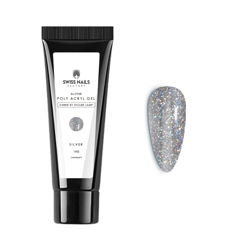 Poly Acryl Gel Silber Glitter Nr. 105