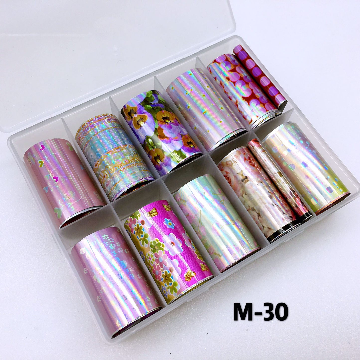 Ensemble de feuilles de transfert M30 rouleaux de fleurs pastel (10 rouleaux de chaque)