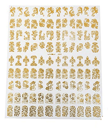 108x 3D Fingernagel Tattoos Gold