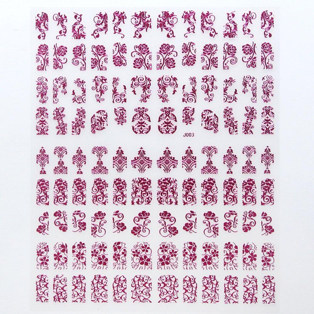 108x 3D Fingernagel Tattoos Purple