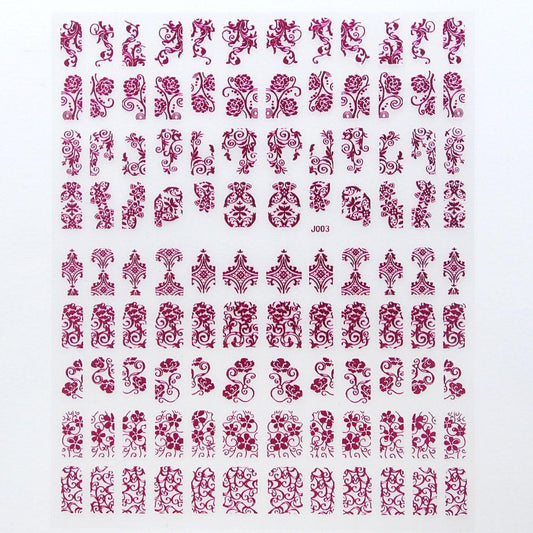 108x 3D Fingernagel Tattoos Purple