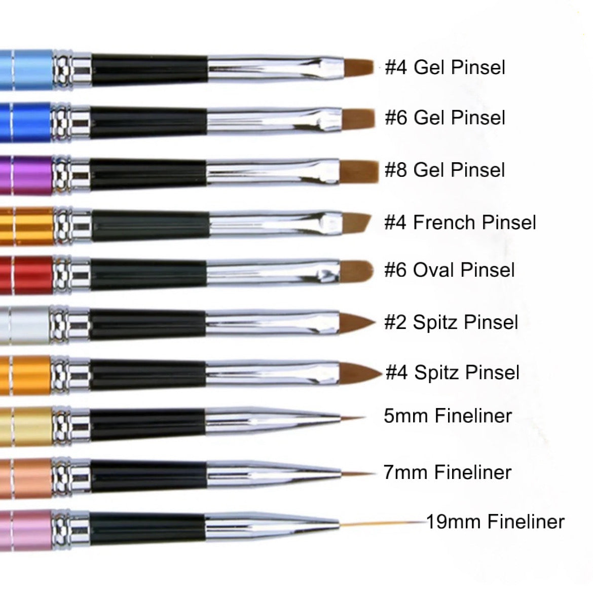 10er Set Gel Pinsel  10er Set Gel Pinsel