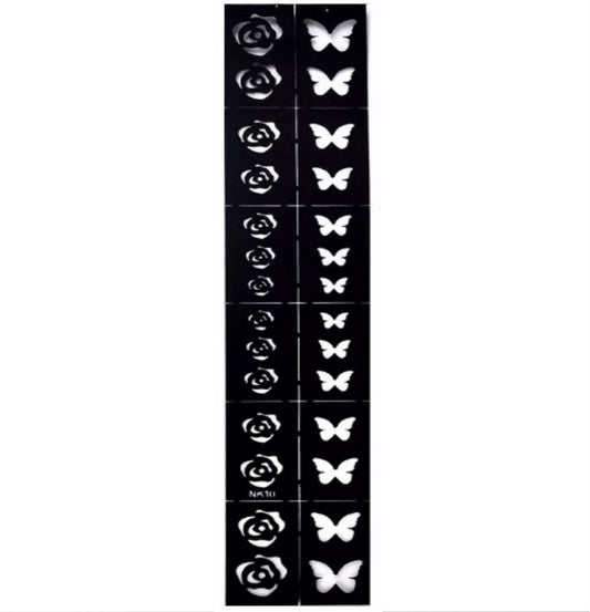 12x Nail Art Stencil NK10 - Rose/Butterfly