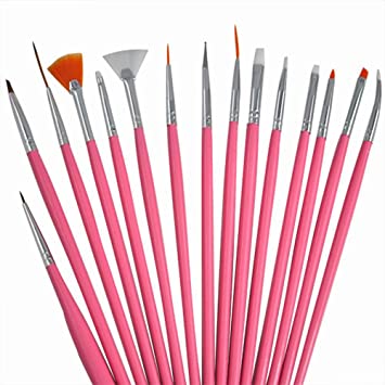 15-piece Nail Art Brush Set - Pink