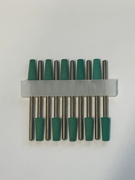 1x Silicone polisher medium/coarse cone with flat tip 240 grit 4mm green