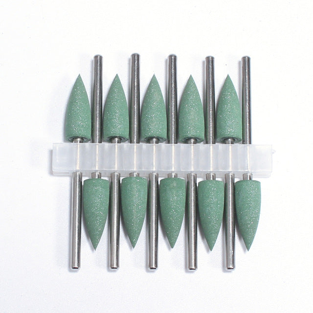 1x Silikonpolierer mittel/grob spitzig/240 Grit 1cm L grün