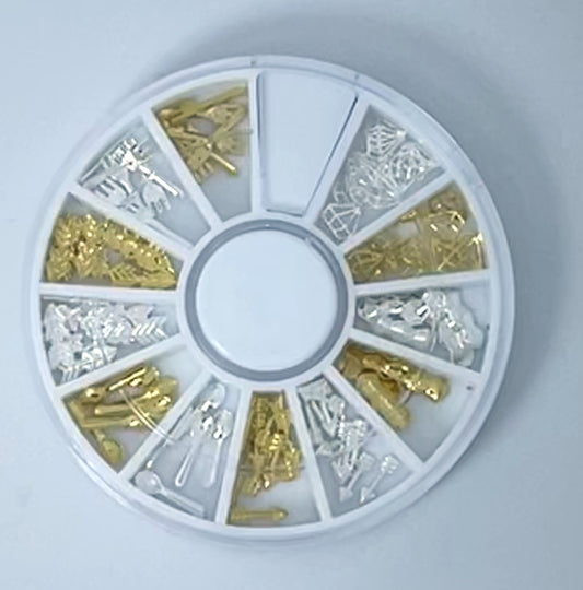 240 Strasssteine / Nagelschmuck Brillant Mix gold und silber