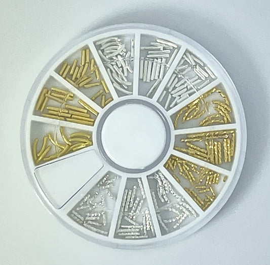 240 Strasssteine / Nagelschmuck Stäbchen gold und silber