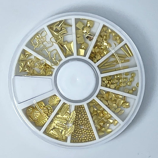 360 Strasssteine / Nagelschmuck Mix Sommer, gold 2