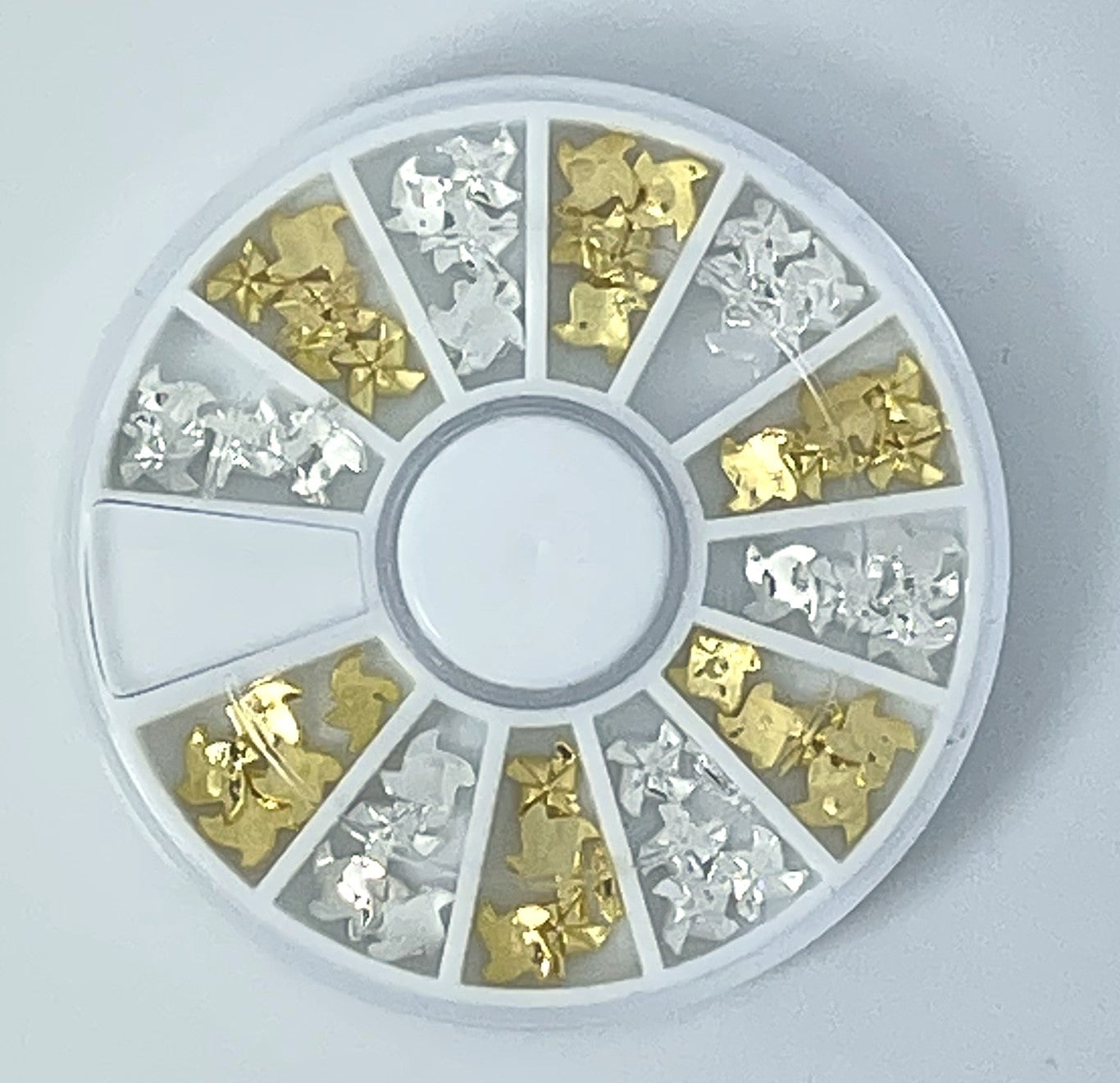 60 Strasssteine / Nagelschmuck Shuriken Sterne gold und silber