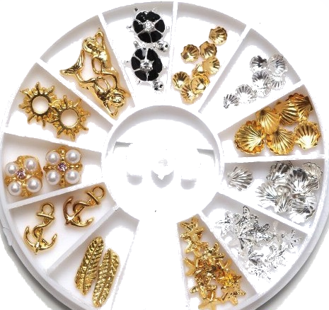 70x Strasssteine Gold/Silber Sealife