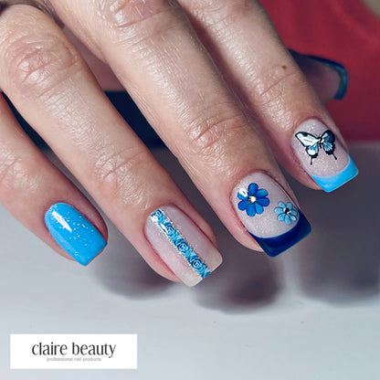 Nail Sticker Blumen Blau