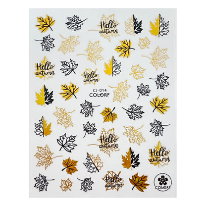 Nail Stickers Autumn Leaves Gold