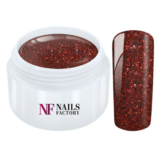Nails Factory Farbgel Glitter Bordeaux