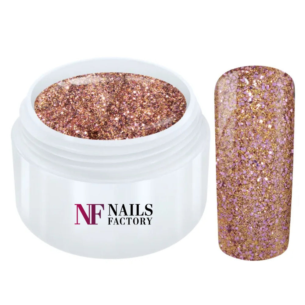 Nails Factory Farbgel Glitter Rose Gold