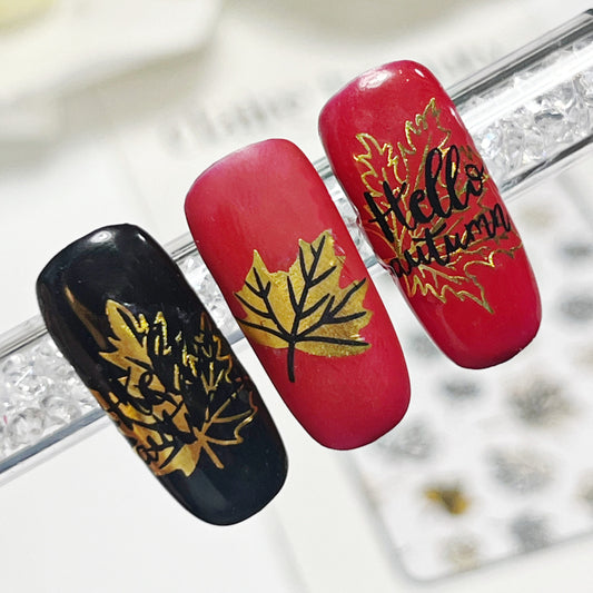 Nail Stickers Autumn Leaves Gold