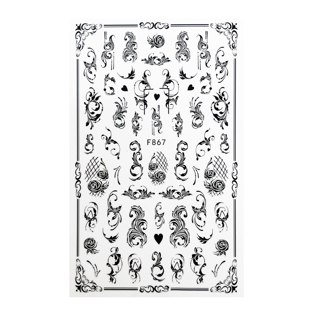 Nail Sticker Ornament Schwarz