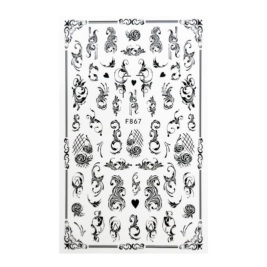 Nail Sticker Ornament Schwarz
