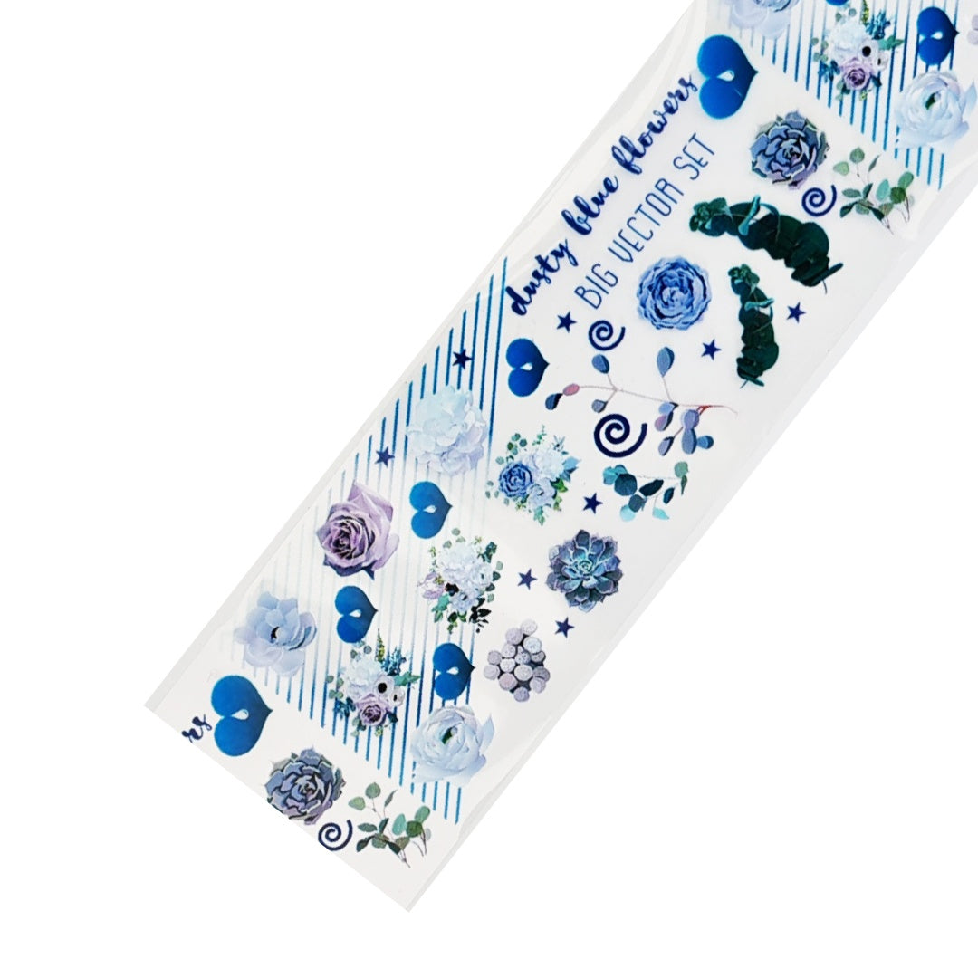 Nailart Transferfolie blau Blumen