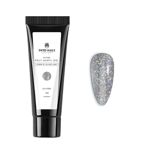 Poly Acryl Gel Silber Glitter Nr. 105