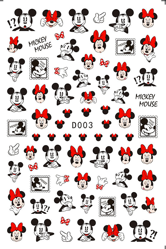 Sticker Mickey + Minnie Mouse rot D003