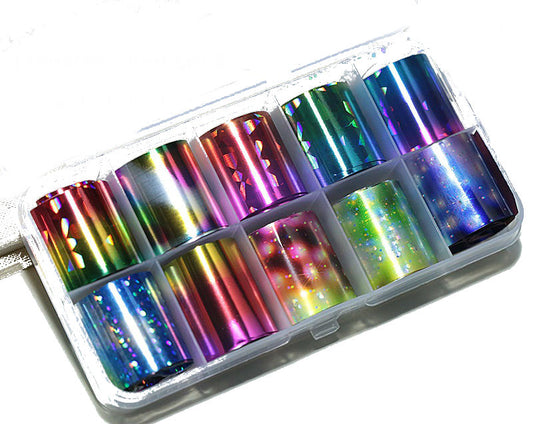 Transferfolien Set K, 10 Rollen mit verschiedenen Muster/Farbkombinationen